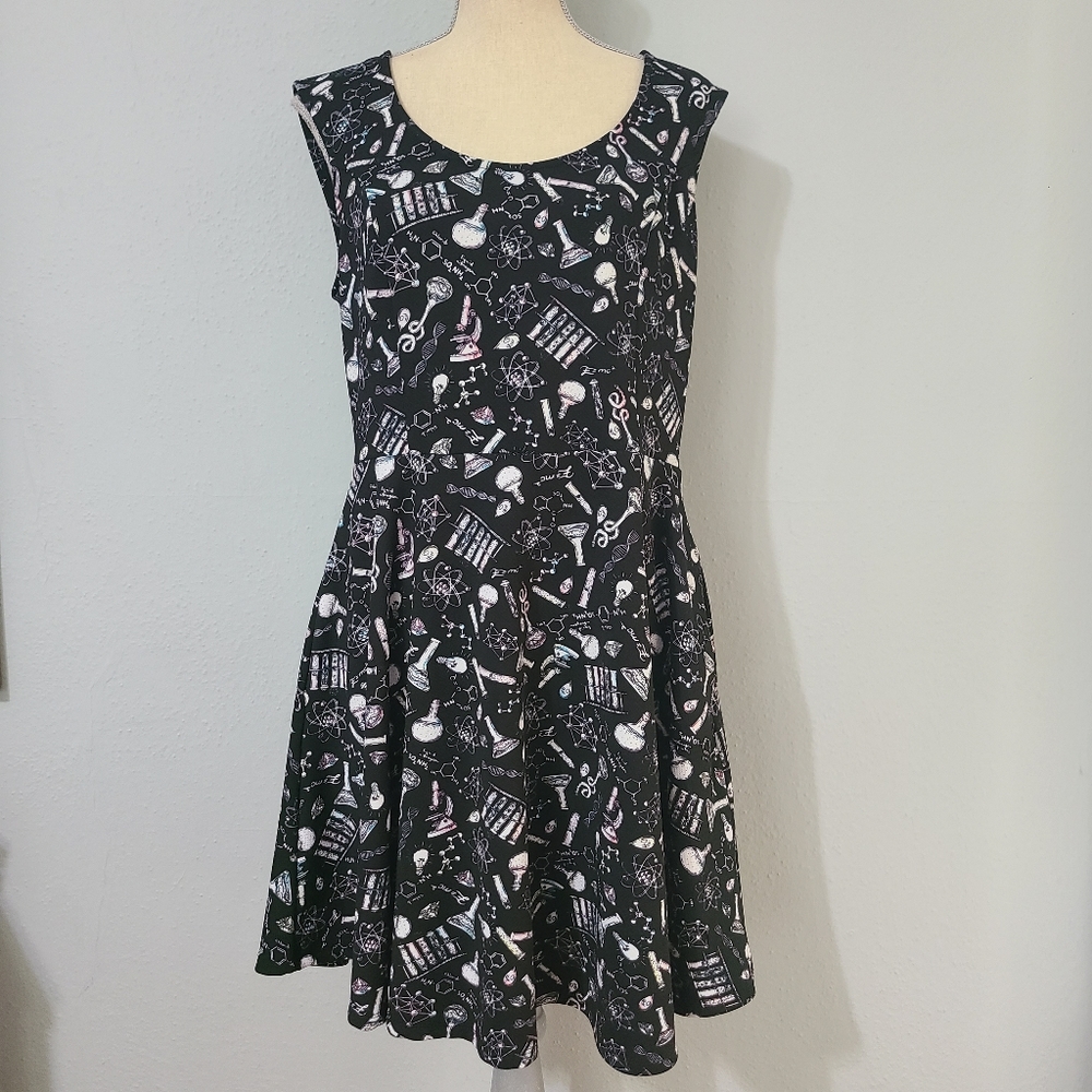 Hot Topic Black Pastel Science Print Fit & Flare Dress